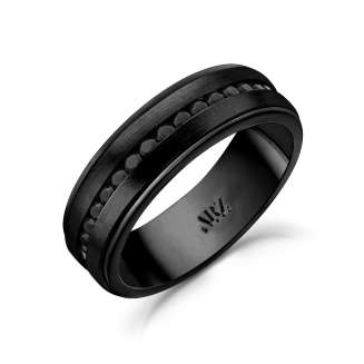 7mm Matte Black Steel Black Stones Ring SIZE 13, 14