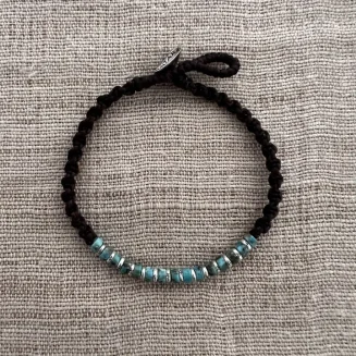 Men's All in A Row Turquoise and Silver Bracelet