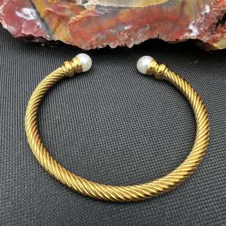 GOLD VERMEIL AND FAUX PEARL CUFF BRACELET