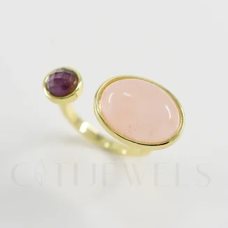 Double Stone Adjustable Ring