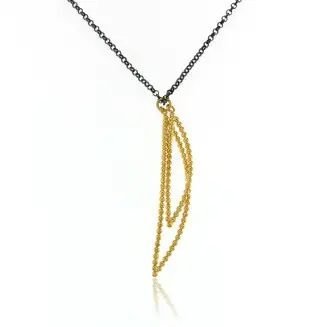 34" OXIDIZED CHAIN with DOUBLE MARQUISE NECKLACE