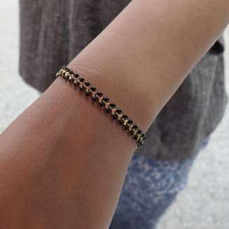Long Black and Gold Ivy Bracelet