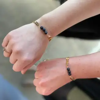 Regular Gold Filled Ivy Aromatherapy Black Lava Bracelet