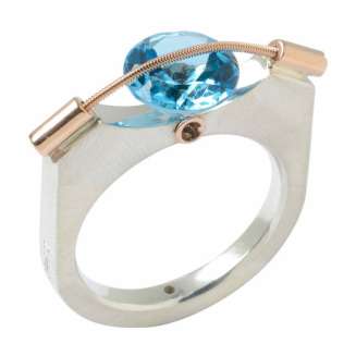 Blue Topaz Tension set Ring size 7.5 only