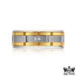 STAINLESS STEEL AND GOLD PVD WITH CZ"S SIZE 10 8mm in width