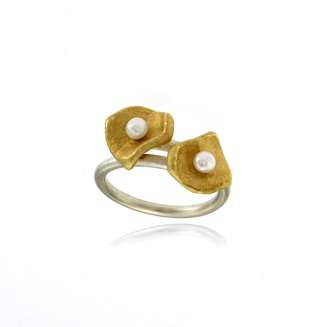 Double Petal, Double Pearl with gold Vermeil