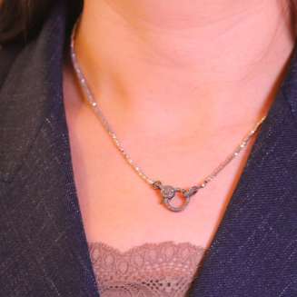 FACETED PYRITE AND DIAMOND PAVE CLASP