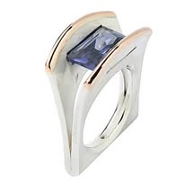 STERLING SILVER 14k GOLD WITH SWAROVSKI TANZANITE CZ SIZE 8