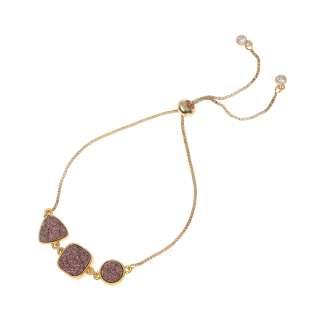 Triple Druzy Quartz Adjustable Bracelet
