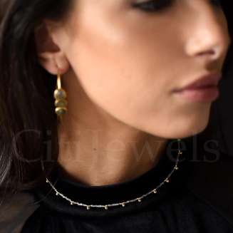 Gemstone and gold bead necklace