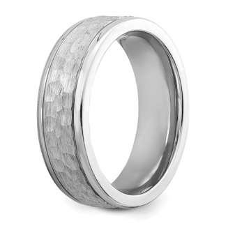 Cobalt Brushed and Polished Hammered Center 7mm Band Size 7