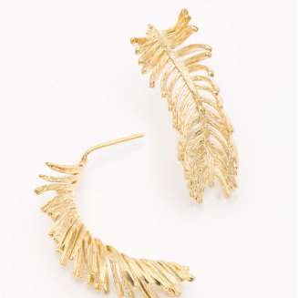 FEATHER HOOP GOLD VERMEIL