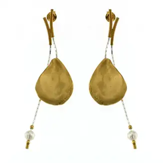 Gold Vermeil  OR Sterling Silver Oyster Shell , Satin Finish with Freshwater Pearl 6mm