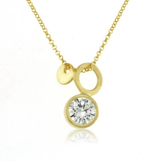 Circles and 8mm clear stone necklace