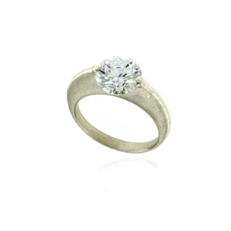 OVAL STERLING SILVER MATTE FINISH WITH A 9MM CZ