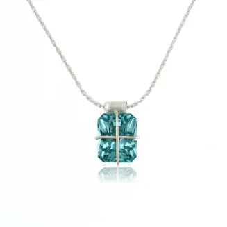 STERLING SILVER PRESENT WRAP NECKLACE WITH PARAIBA GREEN CREATED SPINEL 10X8MM