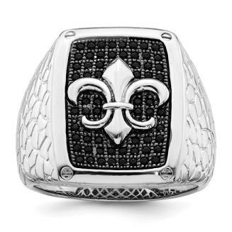 FLEUR DE LIS MEN'S RING WITH MACK MACRO PAVE CZ