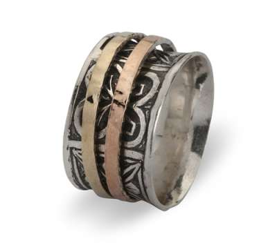 Sterling Silver Spinner ring with an Oxidized finish