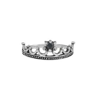 Sterling Silver Tiara Ring with black CZ size 9