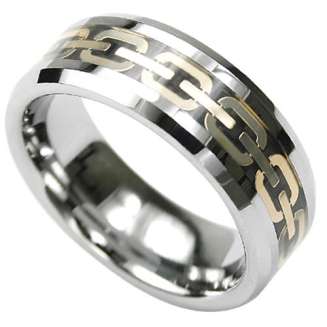 Tungsten Ring With Gold Chain Design In The Center 8mm in width