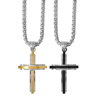 STAINLESS STEEL CROSS PENDANT AND 22" BOX CHAIN