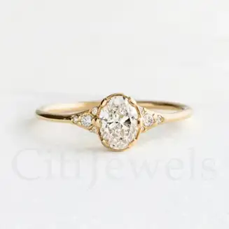 925 AND Gold Vermeil Shining Mini Geometric Oval CZ Ring Size 7
