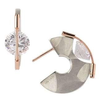 Sterling Silver and 14K Gold Tension Bar and 14K Gold  post with 9mm stone