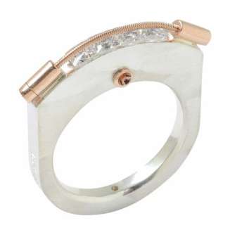 STERLING SILVER AND 14K GOLD PRINCESS CUT RING