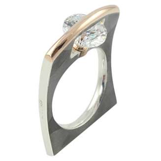 Sterling Silver and 14K Gold Curved Ring