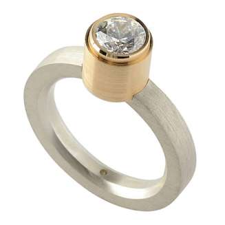 Tomasz Plodowski - Silver Square Band - Gold 6mm Bezel