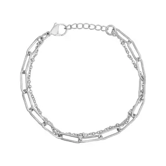 DOUBLE PAPER CLIP SILVER BRACELET