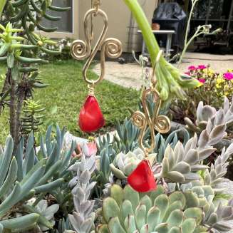 RED CORAL AND 14K GOLD FILLED EARRINGS
