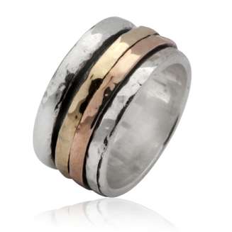 SILVER SPINNER WITH ROSE AND YELLOW GOLD
