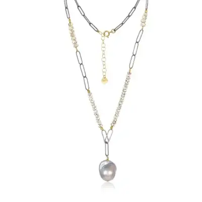 Grey Pearl Natural Nut Necklace