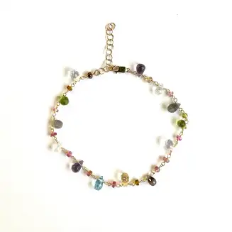 Semi-precious stone chain bracelet