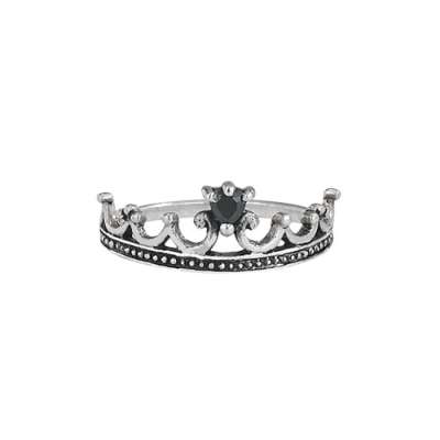 small faced hematite crown ring