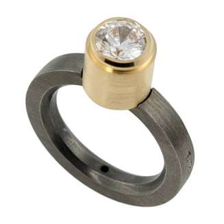 Tomasz Plodowski - Graphite Square Band - Gold 6mm Bezel