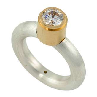 Tomasz Plodowski - Silver Round Band - Gold 6mm Bezel